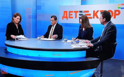 “Marijana Andric in a debate on business climate with vice president Kocho Angjushev”